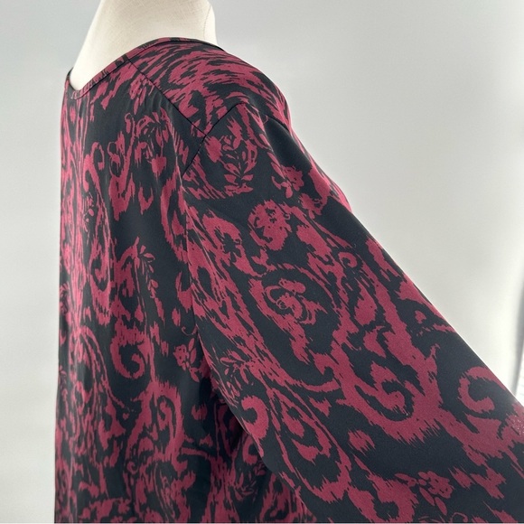 Faded Glory top size 3X 22-24W purple black Paisley asymmetrical hem career - Picture 5 of 12